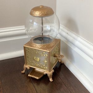 Ornate gold jellybean or gumball machine jelly belly brand. Collectors item.